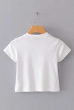 Women's Cowgirl Print Crew Neck Short Sleeve Crop Top