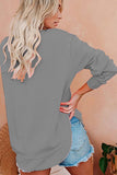 Loose Long Sleeve One Shoulder Sweatshirt Grey