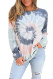 Raglan Sleeve Crew Neck Tie Dye Sweatshirt Blue