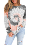 Loose Tie Dye Raglan Sleeve Crew Neck T-Shirt Grey
