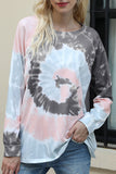Loose Tie Dye Raglan Sleeve Crew Neck T-Shirt Grey