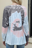 Loose Tie Dye Raglan Sleeve Crew Neck T-Shirt Grey