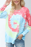 Casual Loose Long Sleeve Crew Neck Tie Dye T-Shirt