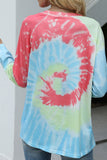 Casual Loose Long Sleeve Crew Neck Tie Dye T-Shirt