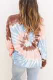 Tie Dye Loose Raglan Sleeve Crew Neck Sweatshirt Pink