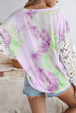 Women's Lace Patchwork Tie Dye Casual T-Shirt