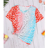 Casual Criss Cross Ombre Short Sleeve Tee Berry Red