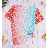 Casual Criss Cross Ombre Short Sleeve Tee Berry Red