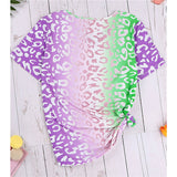 V Neck Leopard Print Criss Cross T-Shirt Purple