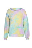 Drop Shoulder Tie Dye Pullover Sweatshirt Blue