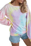 Casual Long Sleeve Tie Dye Sweatshirt Pink