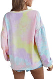 Casual Long Sleeve Tie Dye Sweatshirt Pink