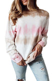 Long Sleeve Tie Dye Pullover Sweatshirt Baby Pink