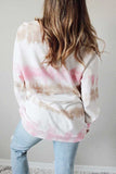 Long Sleeve Tie Dye Pullover Sweatshirt Baby Pink