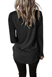 V Neck Long Sleeve Criss Cross Tee Black
