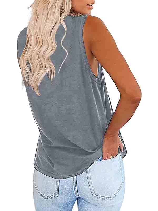 Plus Size Casual Summer Crew Neck Tank Top For Women