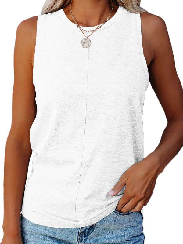 Plus Size Casual Summer Crew Neck Tank Top For Women