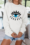 Women's Long Sleeve Eye Graphic Oversized Crewneck Sweatshirt