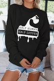 Half Human Half Coffee Oversized Crew Neck Sweatshirt