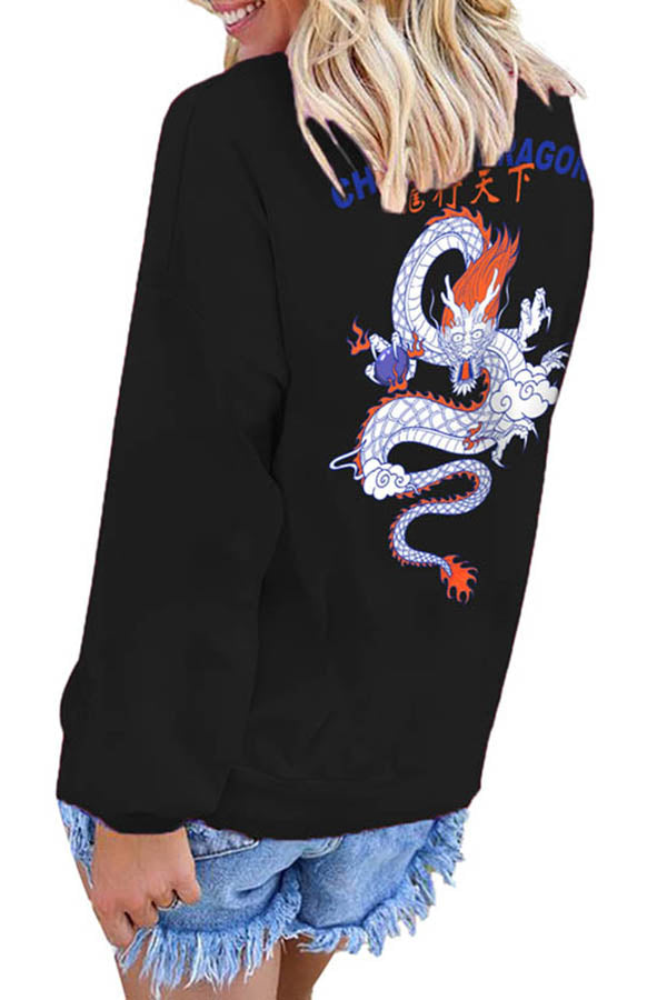 Chinese Character Dragon Graphic Sweatshirt
