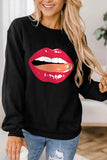 Lip Tongue Crew Neck Sweatshirt