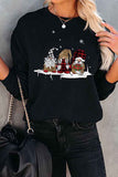 Women Three Christmas Dwarf Pullover Sweatshirt Black