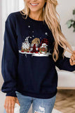 Women Three Christmas Gnome Sweatshirt Black Navy Blue