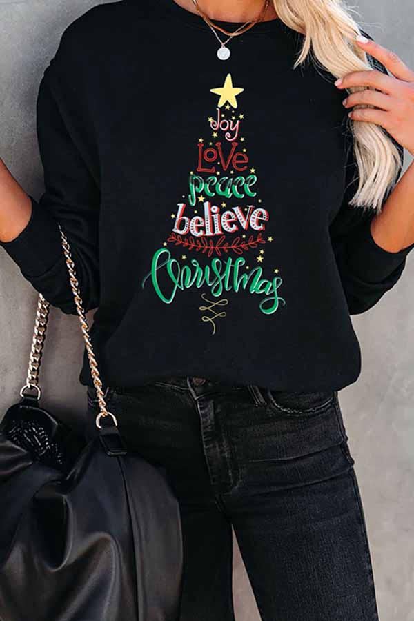 Christmas Joy Love Peace Believe Women Black Couple Sweatshirt