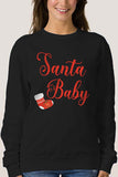 Santa Baby Letter Print Pullover Sweatshirt Black