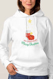 Women Kangaroo Pocket Joy Peace Believe Christmas Hoodie