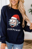 Women Pullover Santa Sweatshirt Navy Blue