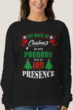 Women Retro Christmas Sign Pullover Sweatshirt Black