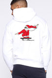 Skateboarding Santa Christmas Hoodie For Men White