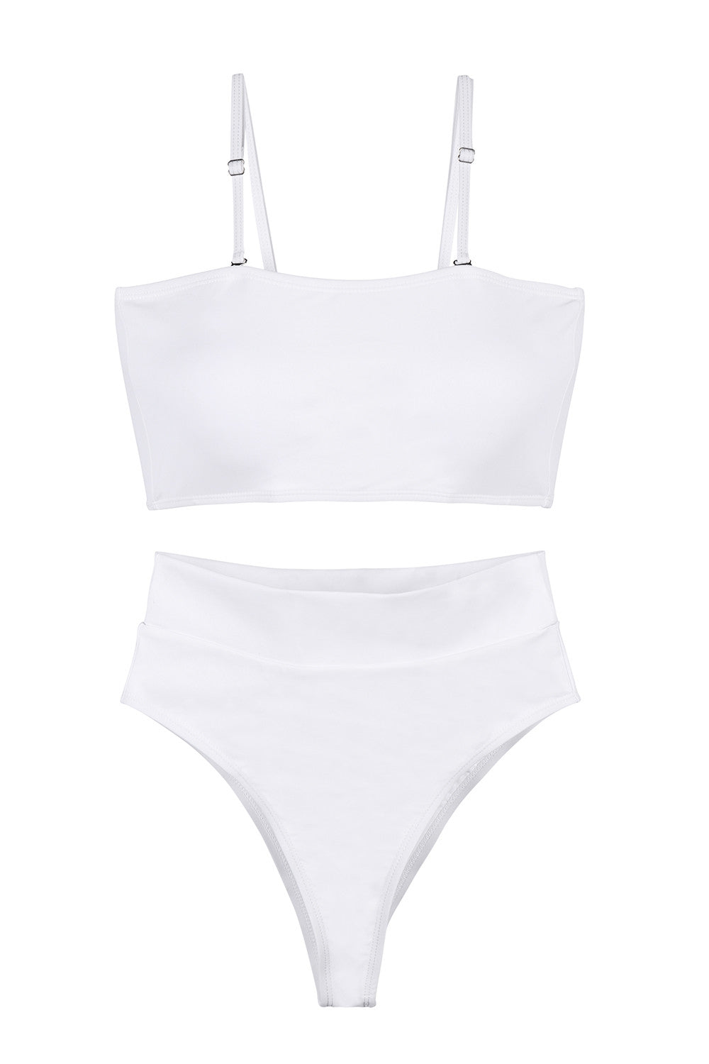 Sexy Bandeau High Waisted Bikini Bottoms Set Two Piece Swimsuits White