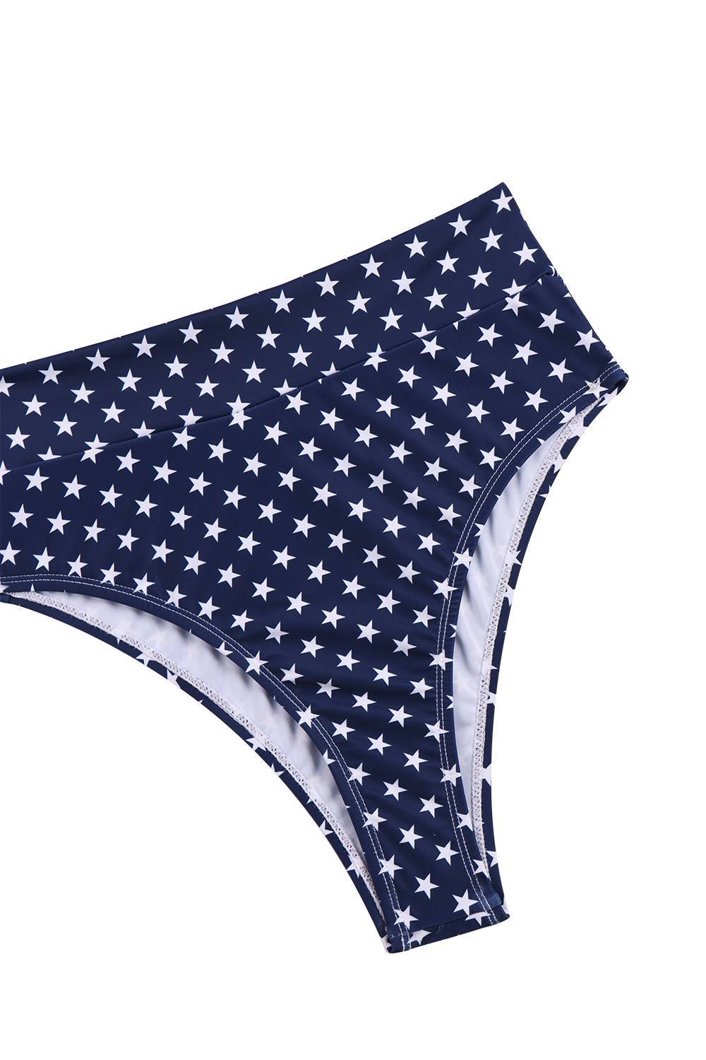 USA Flag Print Bandeau High Waisted Bikini Two Piece Bathing Suits for Women
