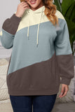 Colorblock Kangaroo Pocket Plus Size Hoodie