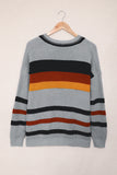 Womens Cardigan Color Block Striped Pocket Knit Sweaters Coat Outwear