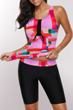 Womens Racerback Ombre Color Block Print Tankini Swimsuits