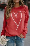Heart Shape Print Long Sleeve Pullover Sweatshirt