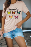 T-shirt ras du cou à imprimé graphique avec lettres papillons