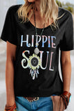 T-shirt tie-dye imprimé plumes de tournesol Hippie Soul