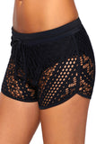 Womens Swim Shorts Cut Out Lace Overlay Lace Swim Bottom Board Shorts