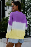 Femmes Color Block Casual Tops Tie Dye Pull Sweat