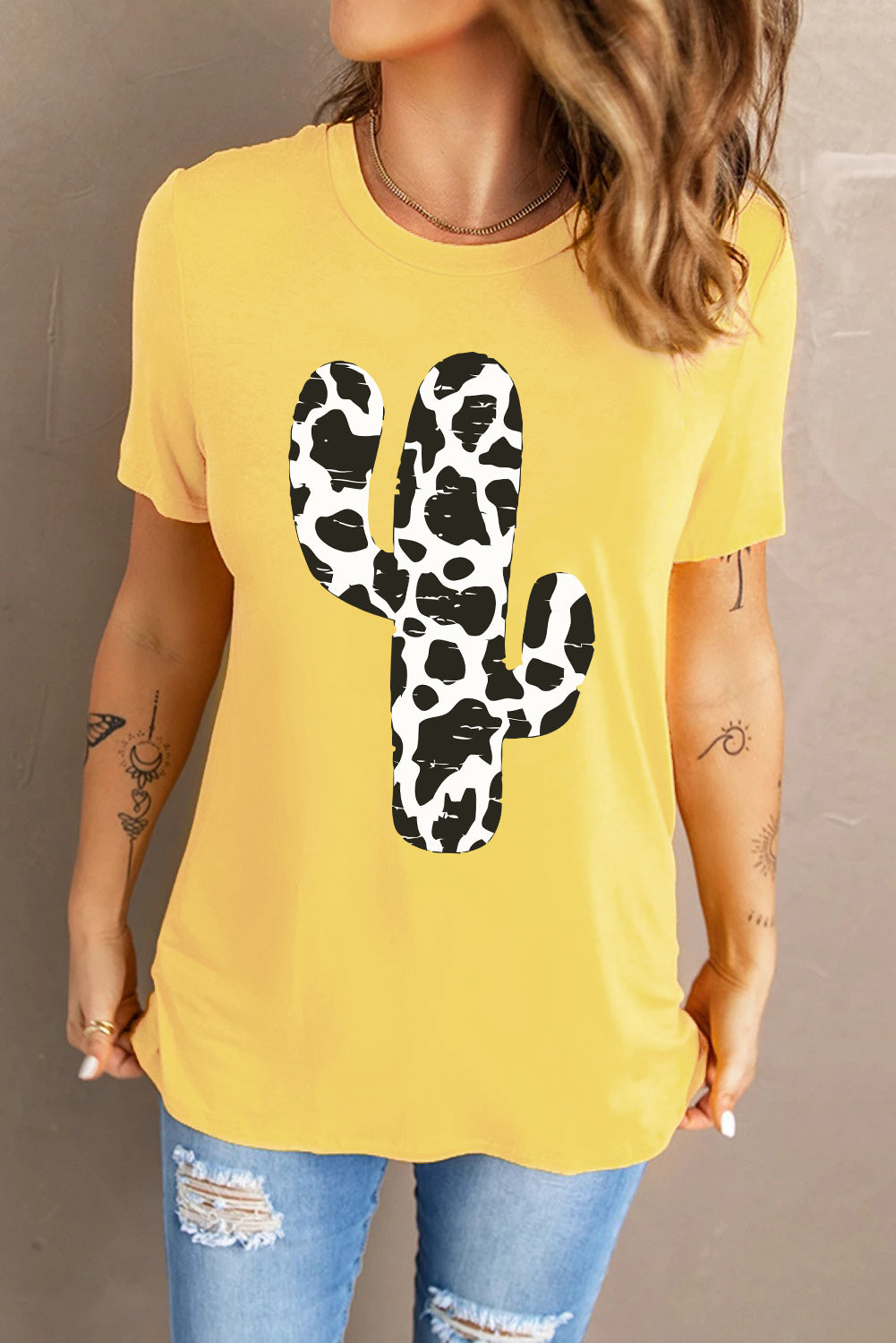 Cactus Cow Print Short Sleeve T-shirt