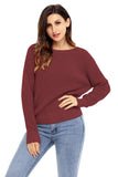 Women's Crew Neck Backless Knitted Pullover Cross Back Sweater