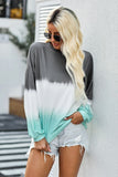 Women Color Block Casual Tops Tie Dye Pullover Sweatshirt