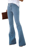 Womens Vintage Casual Pocket Flared Jeans