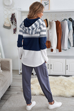 Women's Casual Color Block Pullover Hooded Sweatshirts Drawstring Hoodie