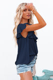 Lace Ruffled Short Sleeve T-shirt for Women