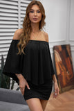 Robe Mini Poncho Noire Superposée à Plusieurs Pansements